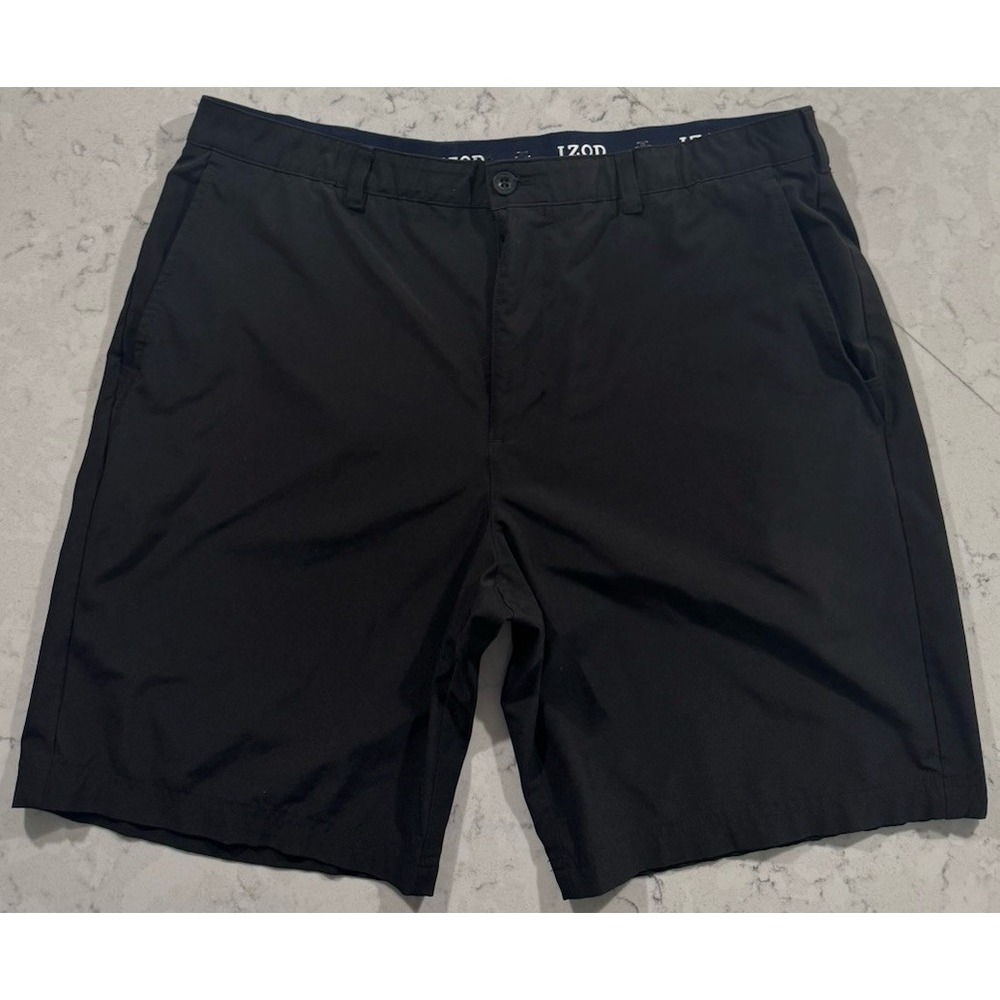 IZOD Golf Shorts Mens 40 Black Performance Stretch Lightweight Athletic Logo